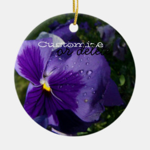 Pansy with Water Droplets; Customisable Ceramic Tree Decoration