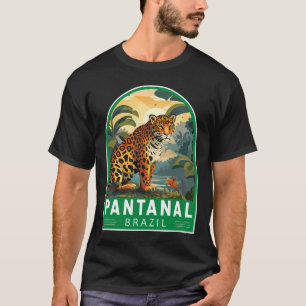 Pantanal Brazil Jaguar Travel Art Emblem T-Shirt