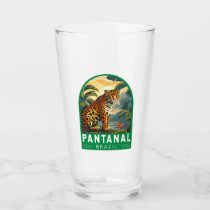 Pantanal Brazil Jaguar Travel Art Vintage Glass