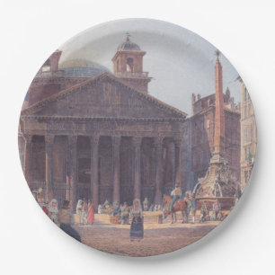 Pantheon and Piazza della Rotonda in Rome, Italy Paper Plate