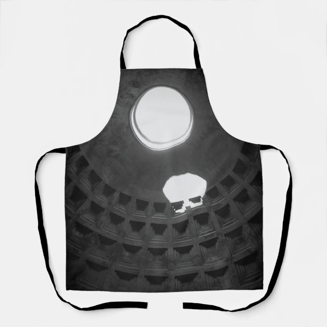 Pantheon Light Skull Rome Italy Black and White Apron (Front)