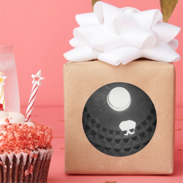 Pantheon Light Skull Rome Italy Black and White Classic Round Sticker (Party)