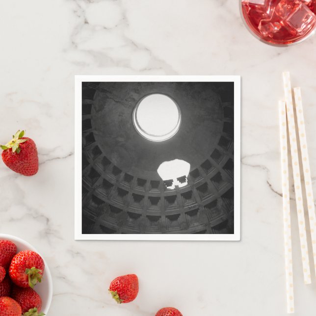 Pantheon Light Skull Rome Italy Black and White Napkin (Insitu)