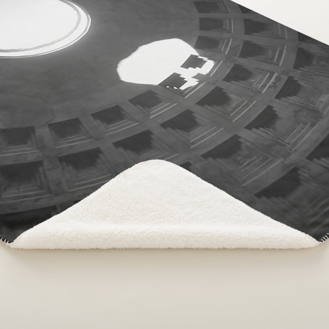 Pantheon Light Skull Rome Italy Black and White Sherpa Blanket (3/4)