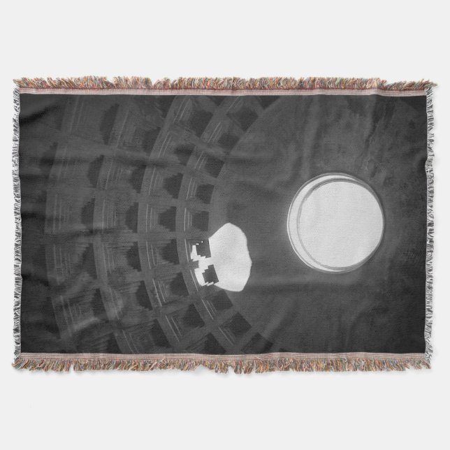 Pantheon Light Skull Rome Italy Black and White Throw Blanket (Front)