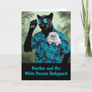 Panther and White Persian Card