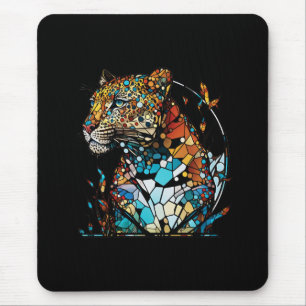 Panther Animal Portrait Stained Glass Wildlife Art Mouse Pad