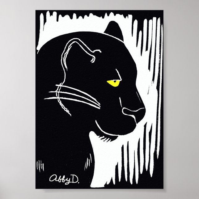 Panther Art Black and White Poster, 5 x 7 Inches Poster (Front)