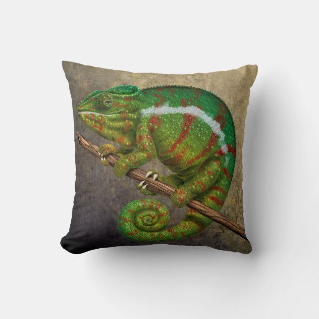 Panther Chameleon Digital Painting Cushion (Front)