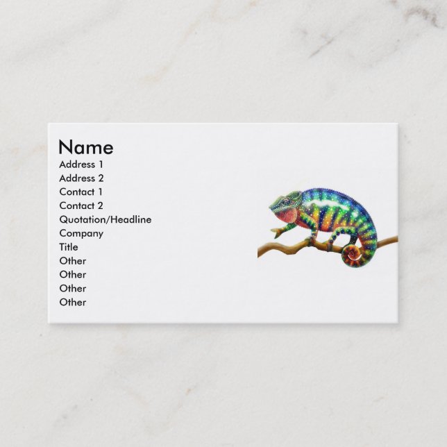 Panther Chameleon Lizard, Name, Address 1, Addr... Business Card (Front)