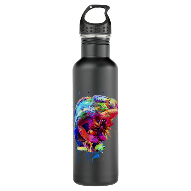 Panther Chameleon Watercolour 710 Ml Water Bottle (Front)