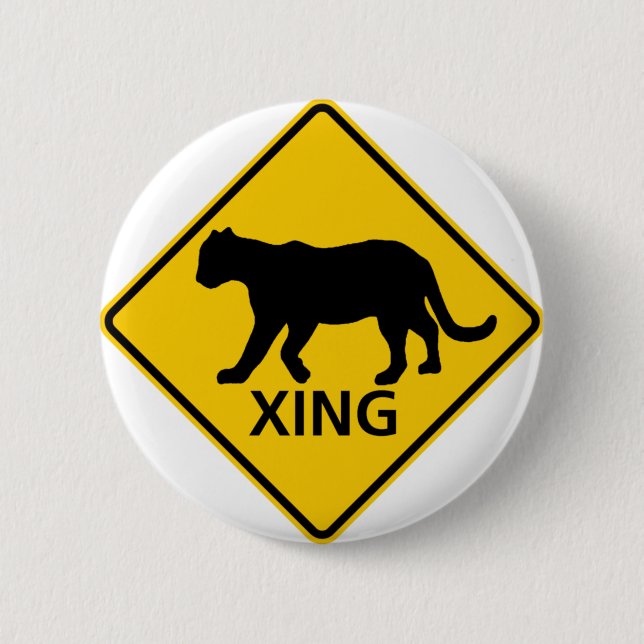 Panther Crossing Highway Sign 6 Cm Round Badge (Front)