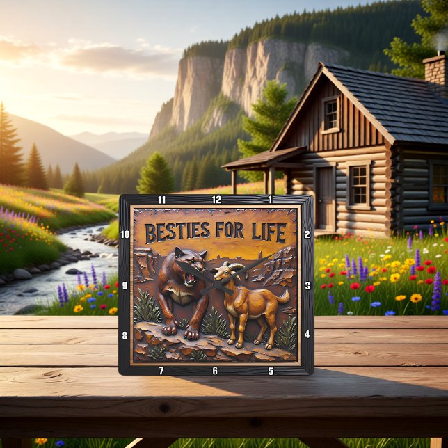 Panther Goat Unlikely Forest Square Wall Clock (Creator Uploaded)