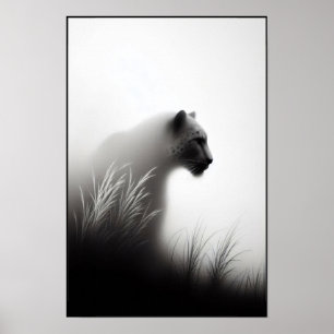 Panther in the Whispering Mist Abstract Poster