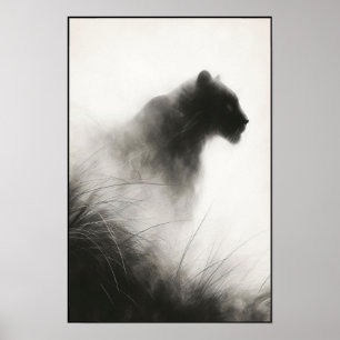 Panther in the Whispering Mist Abstract Poster