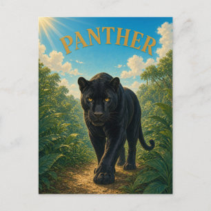 Panther Jungle Trail Watercolor GeoSaga Postcard