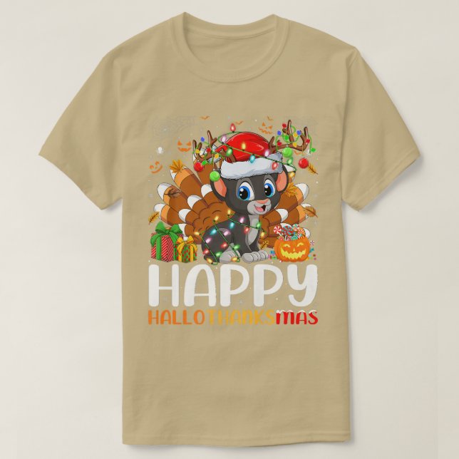 Panther Lover Halloween Christmas Happy Hallothank T-Shirt (Design Front)