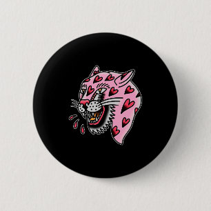Panther Pink X Heart Love Traditional Flash Premiu 6 Cm Round Badge