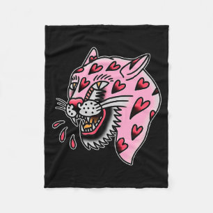 Panther Pink X Heart Love Traditional Flash Premiu Fleece Blanket