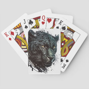 Panther Portrait Animal Painting Wildlife Outdoors Playing Cards