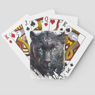 Panther Portrait Animal Painting Wildlife Outdoors Playing Cards