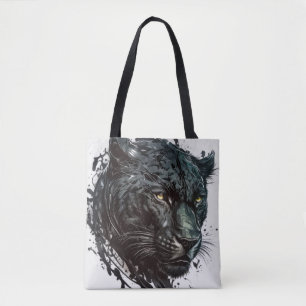 Panther Portrait Animal Painting Wildlife Outdoors Tote Bag