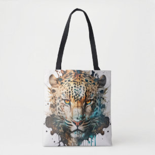 Panther Portrait Animal Painting Wildlife Outdoors Tote Bag