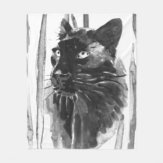 Panther Portrait Fleece Blanket (Front)