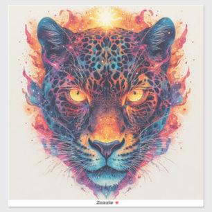 Panther Portrait with Abstract Fiery Elements