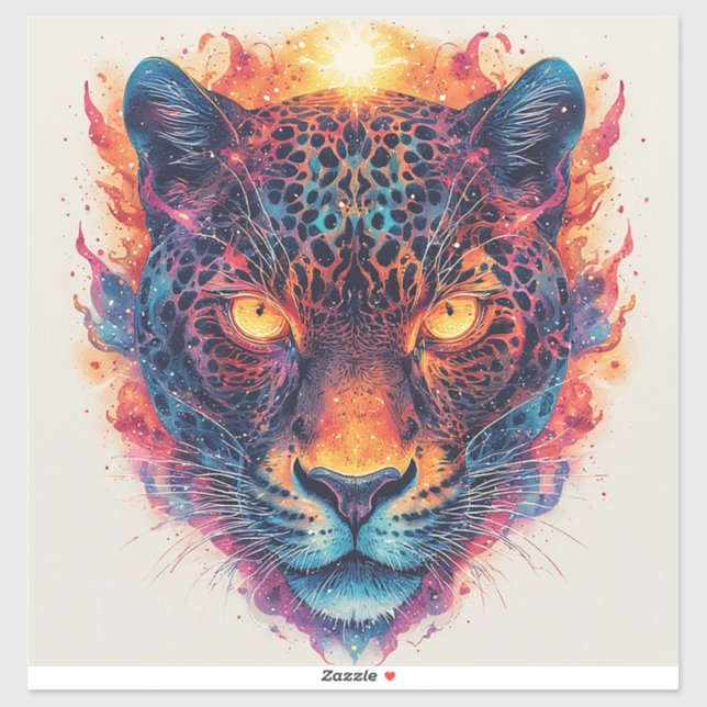 Panther Portrait with Abstract Fiery Elements (Sheet)
