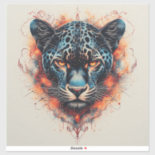 Panther Portrait with Abstract Fiery Elements