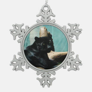 Panther Snowflake Pewter Christmas Ornament