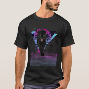 Panther Synthwave Triangle And Futuristic Wirefram T-Shirt