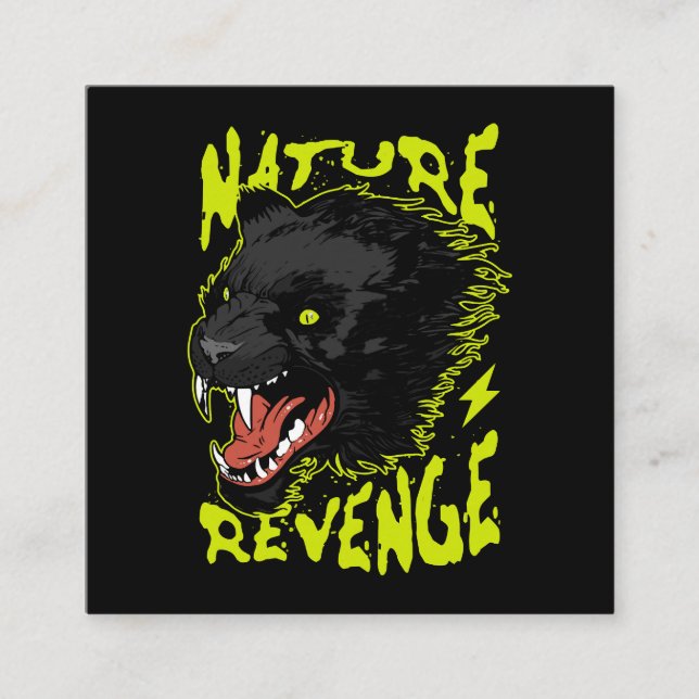 panther vector art illustration square business card (Front)