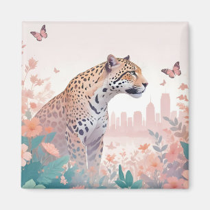 Panther Vintage Animal Nature Jungle City Art Magnet