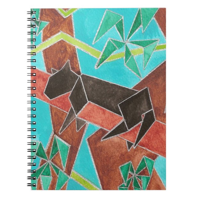 Panther Watercolor Art Spiral Notebook (Front)