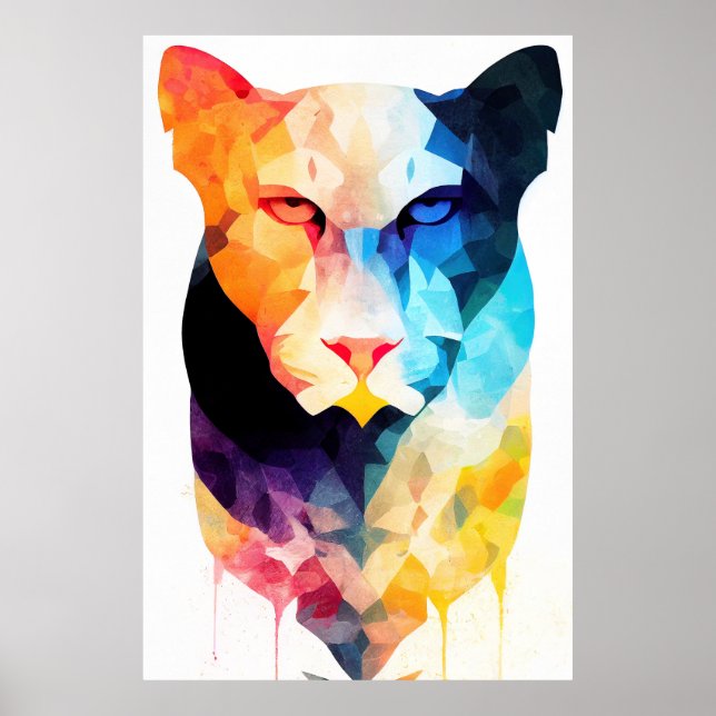 Panther Wild Nature Animal Color Art Painting Poster (Front)