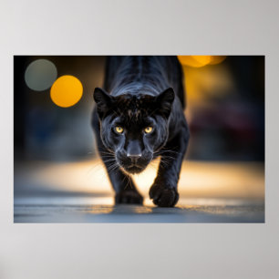 Panther Wildlife Animal On Street Poster