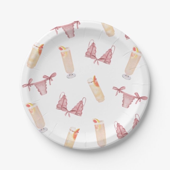 Panties & Palomas Bridal Shower Bachelorette Paper Plate (Front)