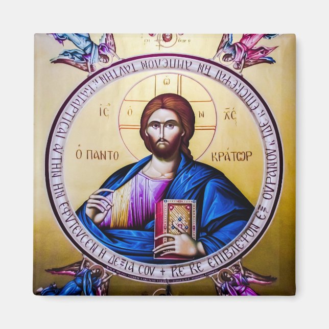 Pantocrator Jesus Christ Angels Orthodox Icon Magnet (Front)