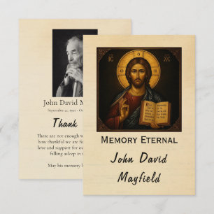 Pantocrator Jesus Christ Orthodox Photo Funeral Thank You Card