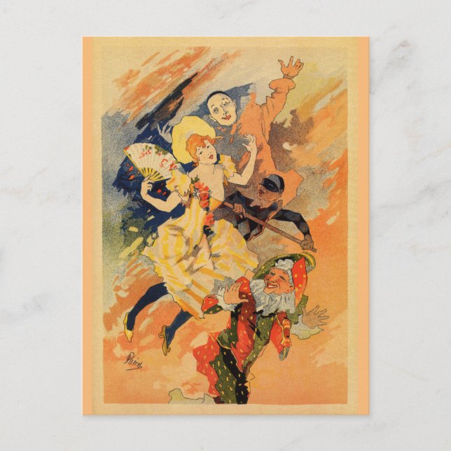 Pantomime comedy 1891 by Jules Chéret Postcard (Front)