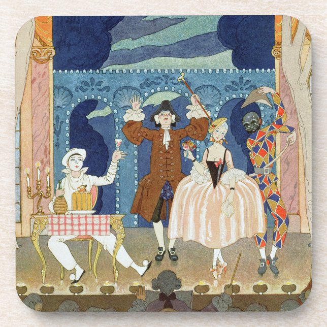 Pantomime Stage, illustration for 'Fetes Galantes' Coaster (Front)