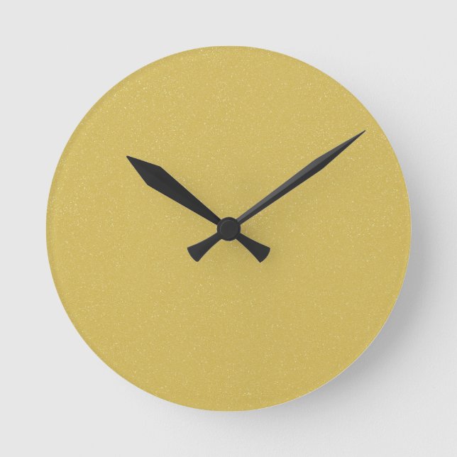 PANTONE Custard YELLOW with fine faux Glitter Round Clock (Front)