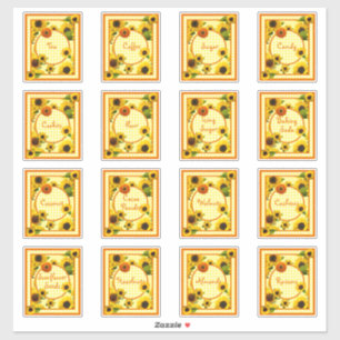 Pantry Canister Food Label Sunflower Plaid