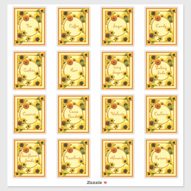 Pantry Canister Food Label Sunflower Plaid  (Sheet)