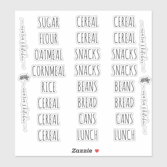 Pantry Organisation Clean Lettering  Sticker (Sheet)