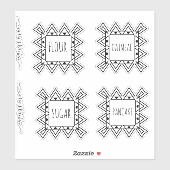 Pantry Organisation Square Border Heart Sticker (Sheet)
