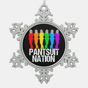 Pantsuit Nation Rainbow Women Snowflake Pewter Christmas Ornament