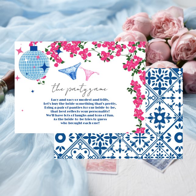 Panty Game Greek Bougainvillea bridal shower  Enclosure Card (Creator Uploaded)